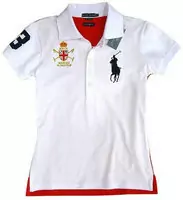 polo tee shirt femmes short pl215 white red